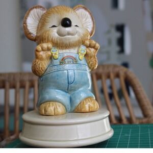 Gibson Silly Koala Rotating Music Box Ceramic Rainbow 6.5" Not Working